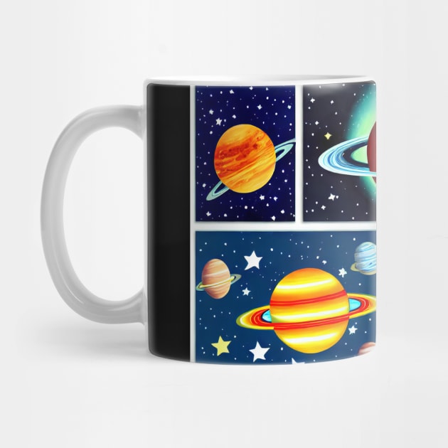 Colourful planets and stars digital illustrations by Russell102